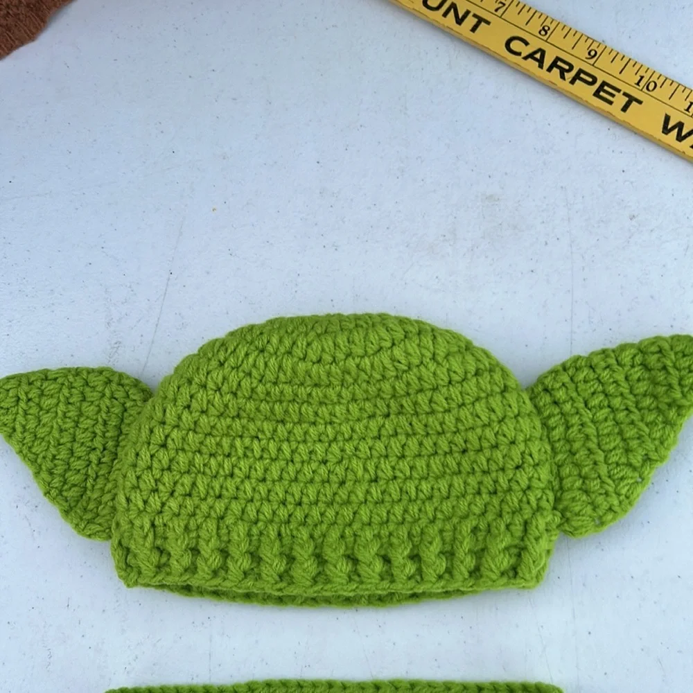 NWOT Baby YODA Costume Hand Crochet Hat & Diaper Cover Outfit Star Wars photo op - Picture 2 of 7